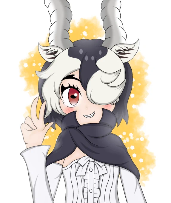 ピースしているブラバ#けものフレンズ #けもフレ3 #kemono_friends #Xジャパリ団 