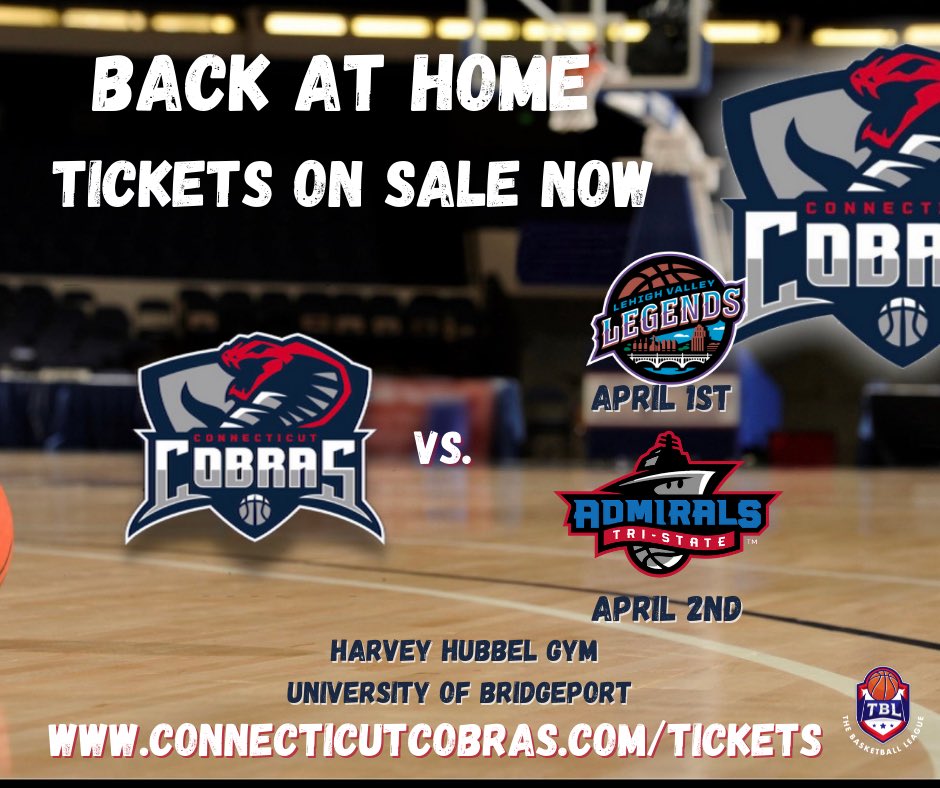 Your Cobras are home this weekend. Friday vs Lehigh. Saturday vs Tri State. Hoops for Food Friday. Bring 4 canned goods for donation and receive a Free ticket for tomorrow’s game