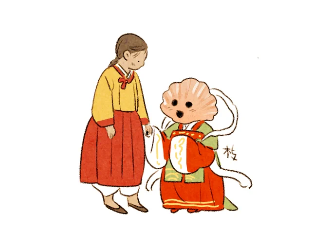어제 이걸 그려서 그랬는지,, 꿈에 가리비공주가 나왔어요 