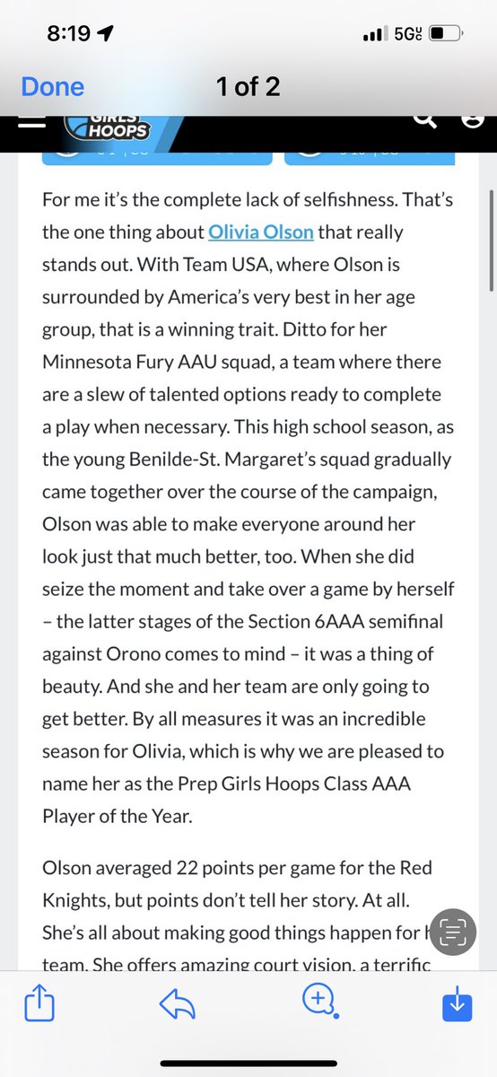 BSMGirlsHoops's tweet photo. Thank you @PGHMinnesota! Congratulations to @OliviaOlson2024 on being named Class AAA Player of the Year. https://t.co/tj7eH2JJO1