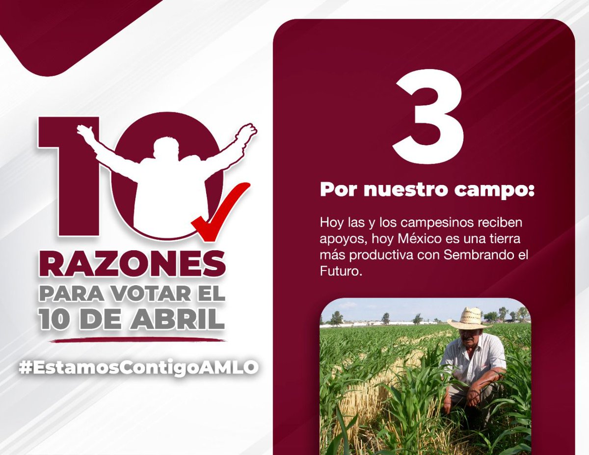 BrendaJV15's tweet photo. POR EL RESCATE AL CAMPO, QUE TANTO TIEMPO ESTUVO EN EL OLVIDO #QueSigaAMLO #EstamosContigoAMLO #Mis10PorAndrés https://t.co/jkzG9eaxSh