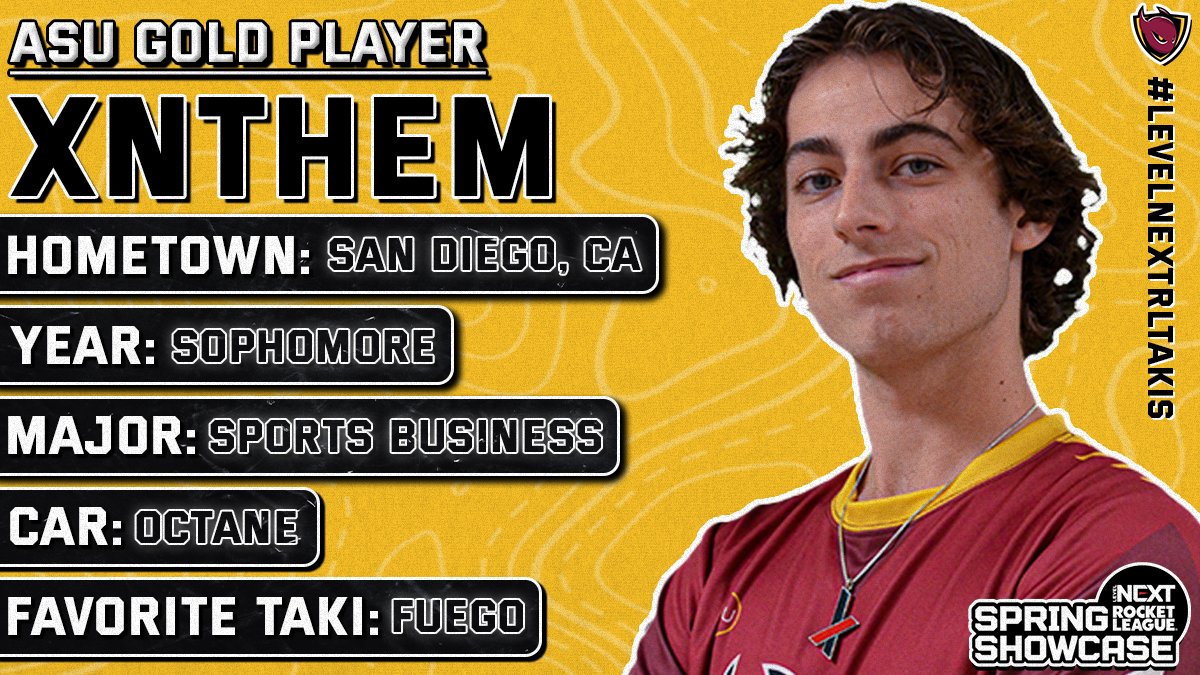 🚨MEET THE TEAM🚨

<a href="/Xnthem_/">Xnthem</a> is our 2nd starter and Captain for ASU Gold.

Fun fact: He is trilingual in French, Spanish, and English 

🎨: @Levitahan 

#LevelNextRLTakis #ForksUp #ASURL #ASUEsports