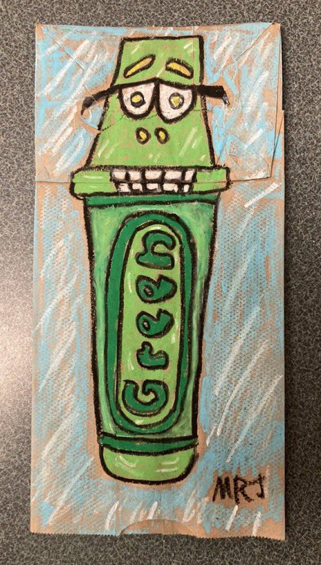 greenartjacket's tweet photo. Happy National Crayon Day! Make a Paper Bag Puppet! #Crayon #Puppets #Drawing #NationalCrayonDay #Art #PaperBagPuppet #Cartoon #PaperBags #Crayons https://t.co/jOppQUigjM