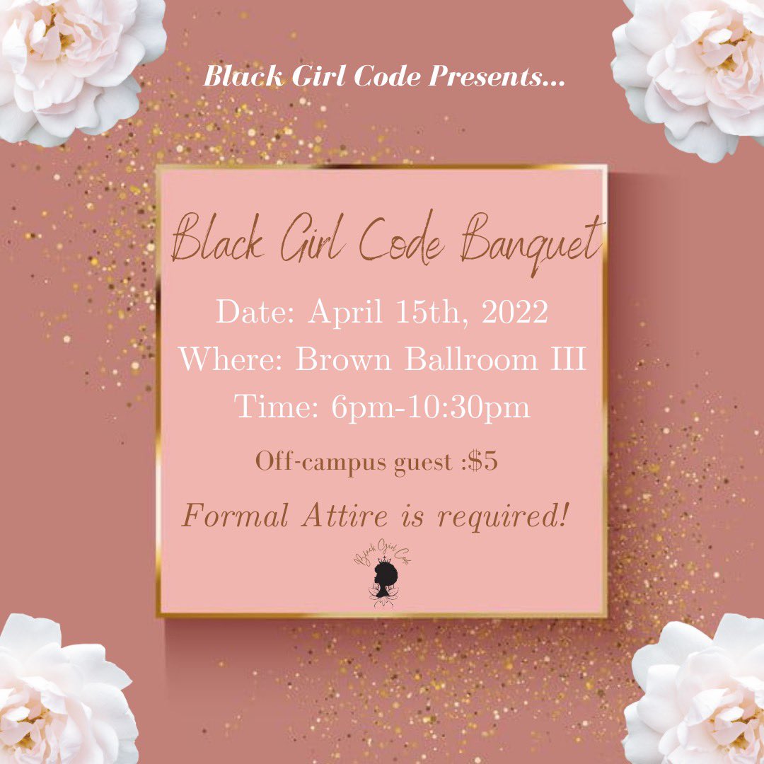 BGC’s Annual Banquet is almost here! Come out and enjoy food, drinks, performances, and our member awards ceremony🏆🤍 Registration will be posted at 3pm tomorrow so be on the look out. Please visit our Instagram about steps on registration!@blackgirlcodeisu