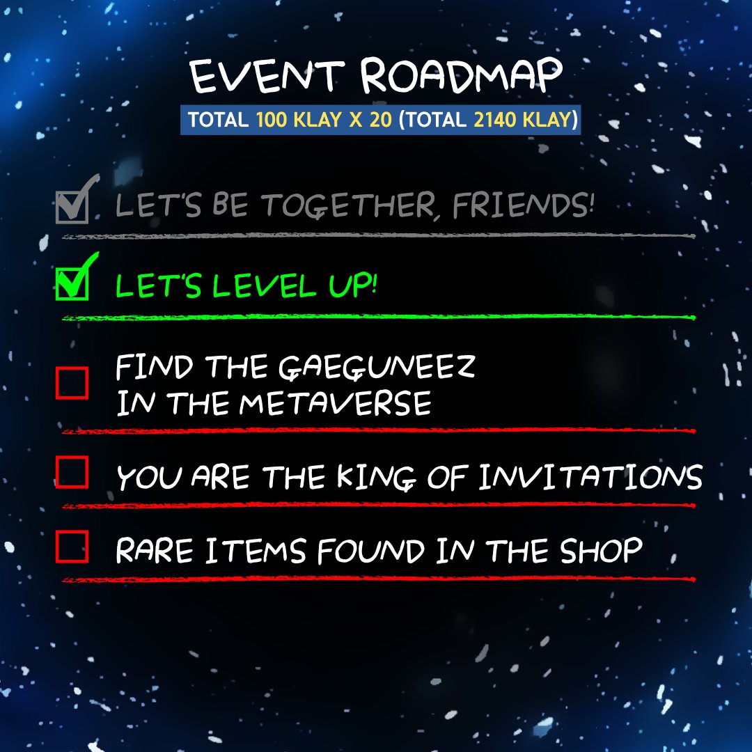 gaeguneez's tweet photo. 🎉GAEGUNEEZ event 2nd🎉
✨NFT 100klaytn ($107) X3✨

✅ Join Discord!
📍https://t.co/IeiMQTReJs

✅Level up to LEVEL4 through chat and games!

✅ Event registration is complete by taking a screenshot and verifying it!

We are preparing various events!

#NFTGiveaways #NFTs #event https://t.co/L6DXxxuJrM