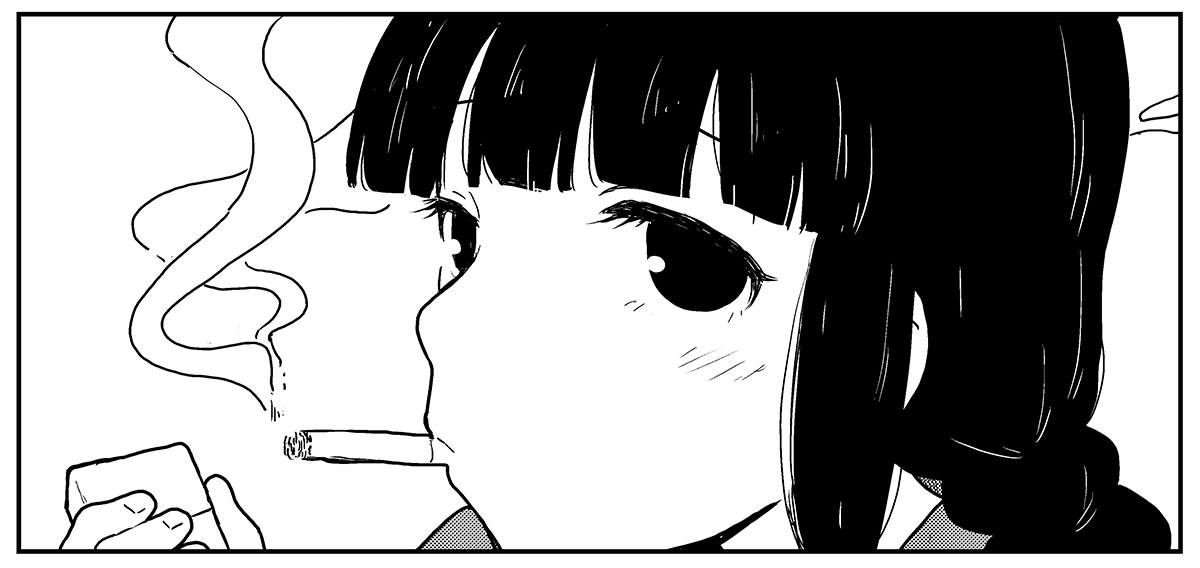 喫煙所にいる北上 