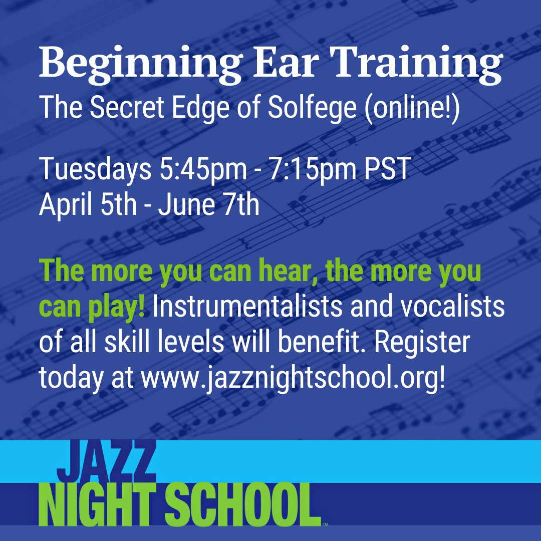 CLASS STARTS THIS TUESDAY!

No matter your experience, knowledge, or goals - if you are a jazz musician, you need to be training your ear. If you're looking for a structured and fun way to do so, this is it!

Register today, no skills assessment required: ow.ly/Vmhf50IxMxQ