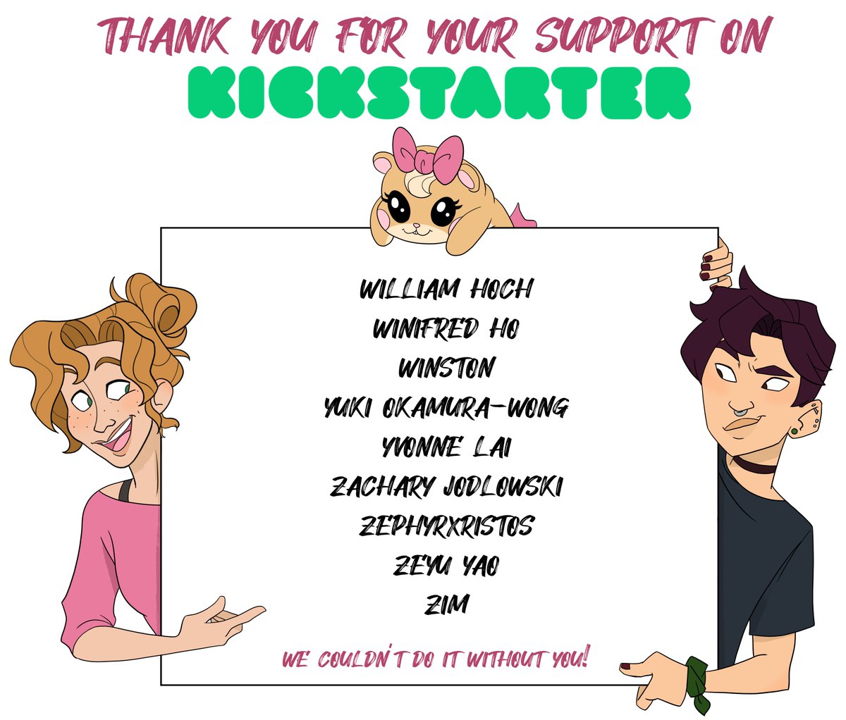 SignAnimation's tweet photo. Thank you so much as always to our amazing backers from Kickstarter! <3 We will be posting names each week in alphabetical order, according to what was provided by the backer. <3
#signinganimation #deafstories #deafculture #animation #kickstarter #3d #HOH #deafart #3danimation https://t.co/pjrvIH7BXZ