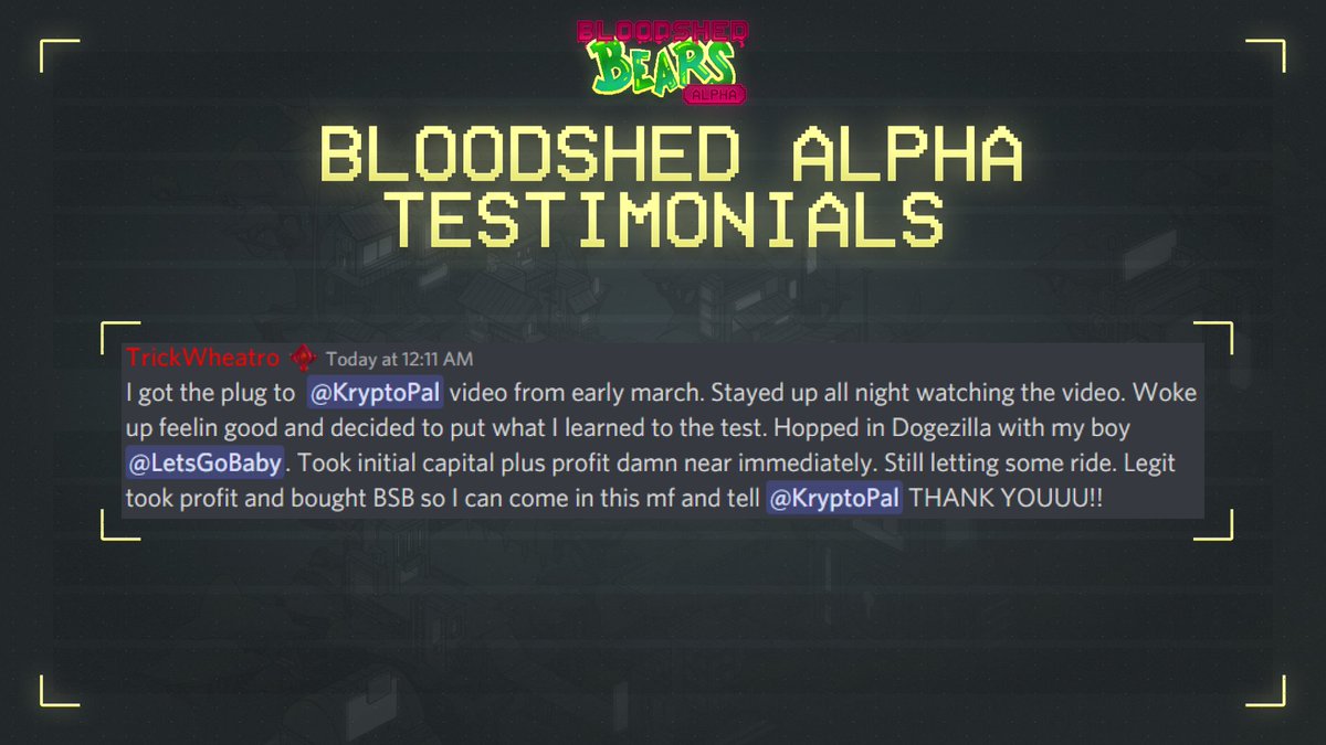 bloodshedbears's tweet photo. Our community says it best!

We love to hear how our holders are utilizing the education provided by our Alpha callers to make moves!

Want to be our next success story?

Hop into our discord and find out just why our Alpha is worth buying a Gen0 bear! https://t.co/WrWXOnDgFj