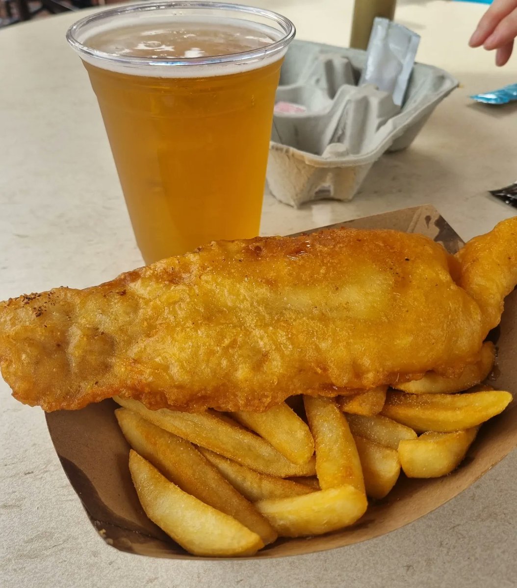amyswift31's tweet photo. All the way to Disney and I have fish, chips and a lager 🥰  nothing on my local but still pretty good https://t.co/dgEv3Qx9U0