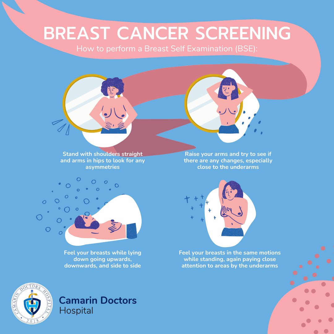 CamarinDoctors's tweet photo. Get to know your breasts over time so you can better spot any changes that may be indicative of breast cancer to detect and treat it as early as possible. π
#CamarinDoctorsHospital
#CDHCares
#TeamCDH https://t.co/lNjguYoPCX