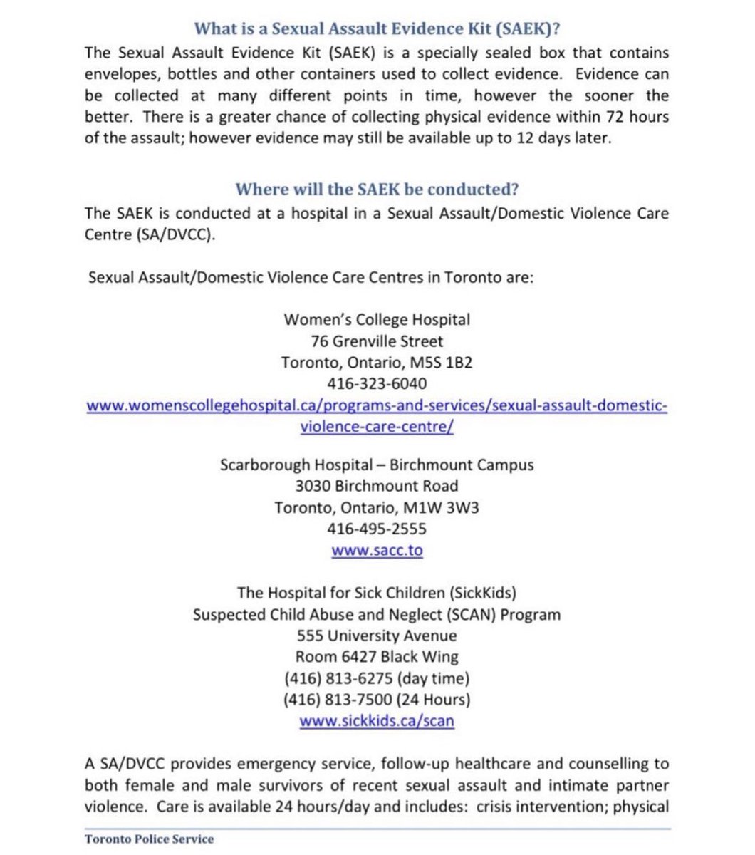 Christie_P83's tweet photo. Believe it or not, this is a global issue. Do a search for yourself &amp; see if rape kits (SAEKs) are available in every hospital in your city, province/state, &amp; country.

Toronto has only 3 sites where SAEKs are available. None of which are in the north west quadrant of the city. https://t.co/kYAQSrYjjg