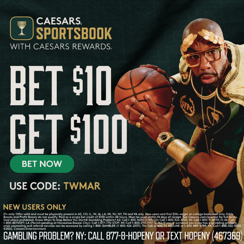 CaesarsSports's tweet photo. 🏀Caesar turneth brackets into betslips🏀 
Bet $10 on college hoops, get $100 if your team scores.