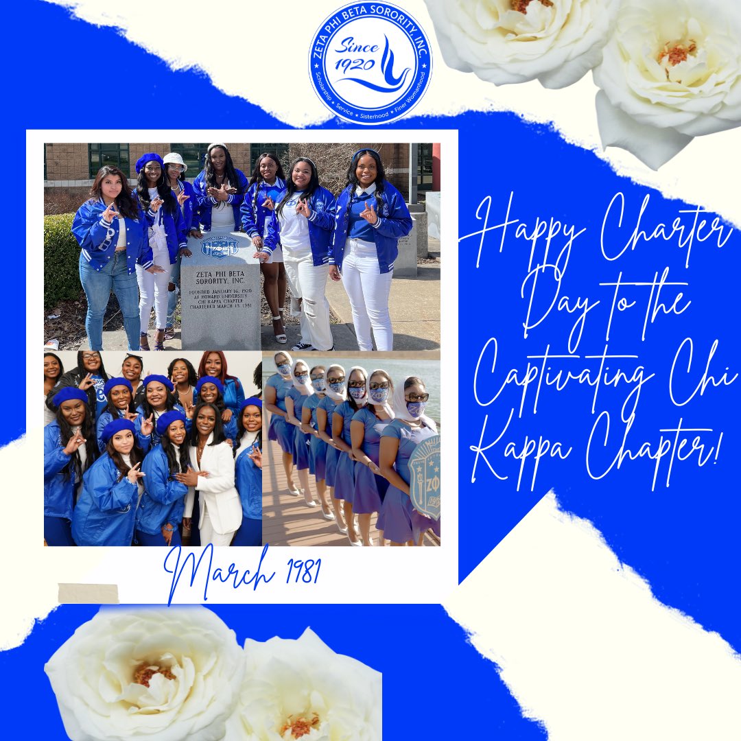 Happy Charter Day to the Captivating Chi Kappa Chapter of Zeta Phi Beta Sorority, Inc. 
41 years of Finer, forever to go! 🕊💙