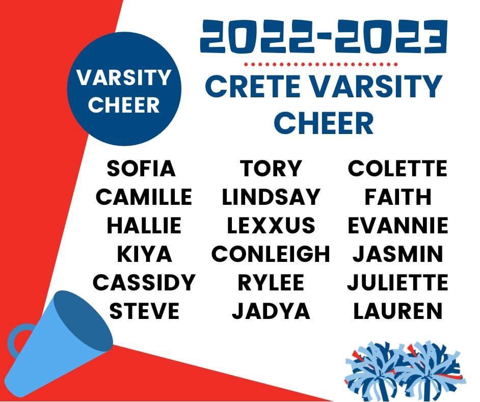 CreteCheer's tweet image. Congrats to our new varsity team!!! ❤️💙