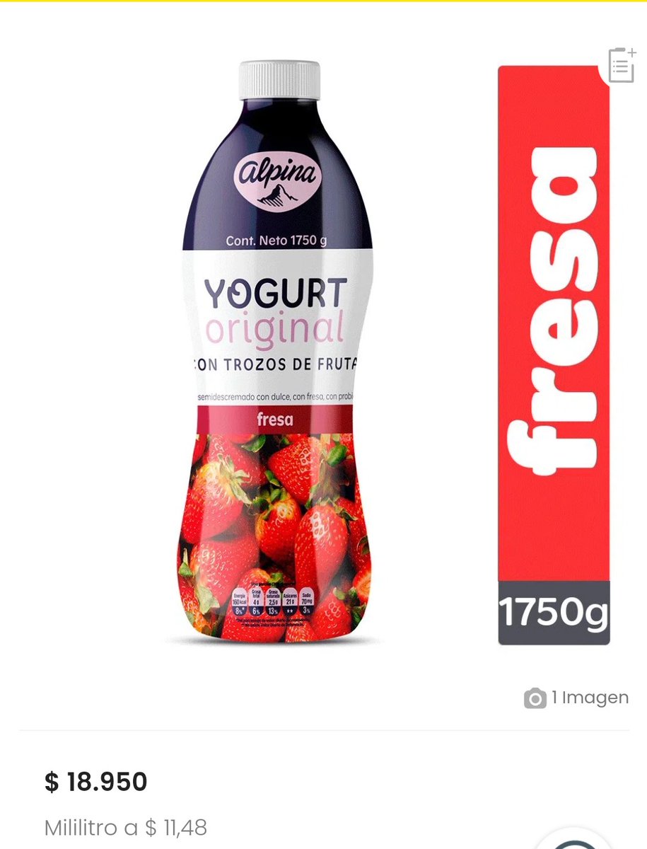 ocastillo3's tweet photo. @ale_xanderg En el Supermercado Éxito de Colombia este Yogurt Alpina de 1.6 Lts cuesta $5.  Ahora la culpa la tienen los comerciantes, dejen entrar productos de Colombia a ver q pasa. https://t.co/yxAJklSDri