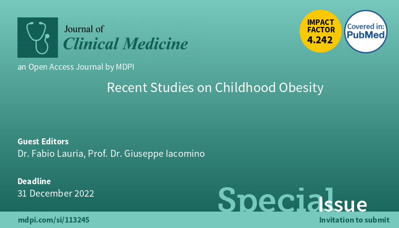 #mdpijcm 
#SpecialIssue: Recent Studies on #Childhood #Obesity is open for your submissions!

#Deadline: 31 December 2022.  
More info: mdpi.com/journal/jcm/sp…