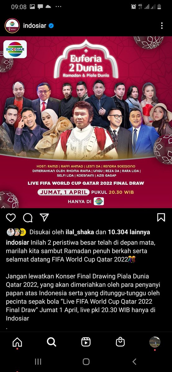Nemi2017gmailc1's tweet photo. @profesor_berak @convomf Saksikan siaran langsung di TV INDOSIAR malam ini jam 20.30 hari jum'at tgl 1 April 2022 EUFORIA DUA DUNIA RAMADHAN &amp; PIALA DUNIA LIVE FIVA WORD CUP https://t.co/O1Zuq1unXT