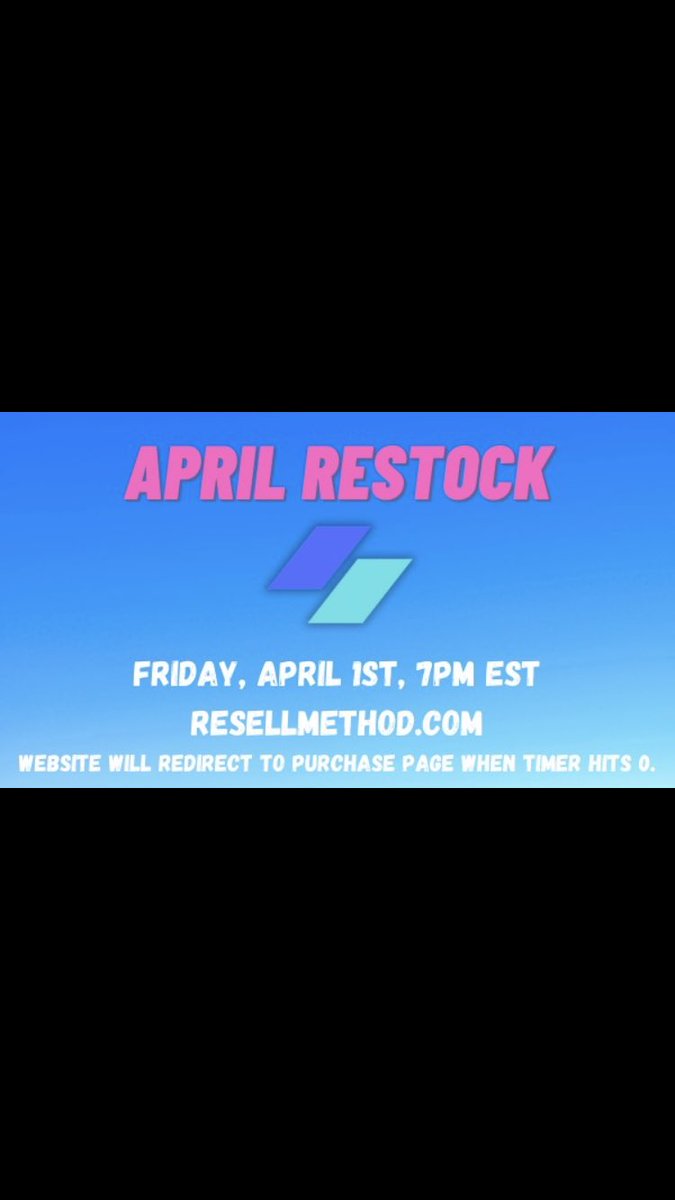 💰RM Restock 💰
Friday, 4/1 @ 7pm EST
resellmethod.com

Scroll👇 to see some recent dubs!

Website will auto redirect to checkout memberships when the timer hits 0.

🚀 1 RT gets a choice of free membership or $50 in ETH.