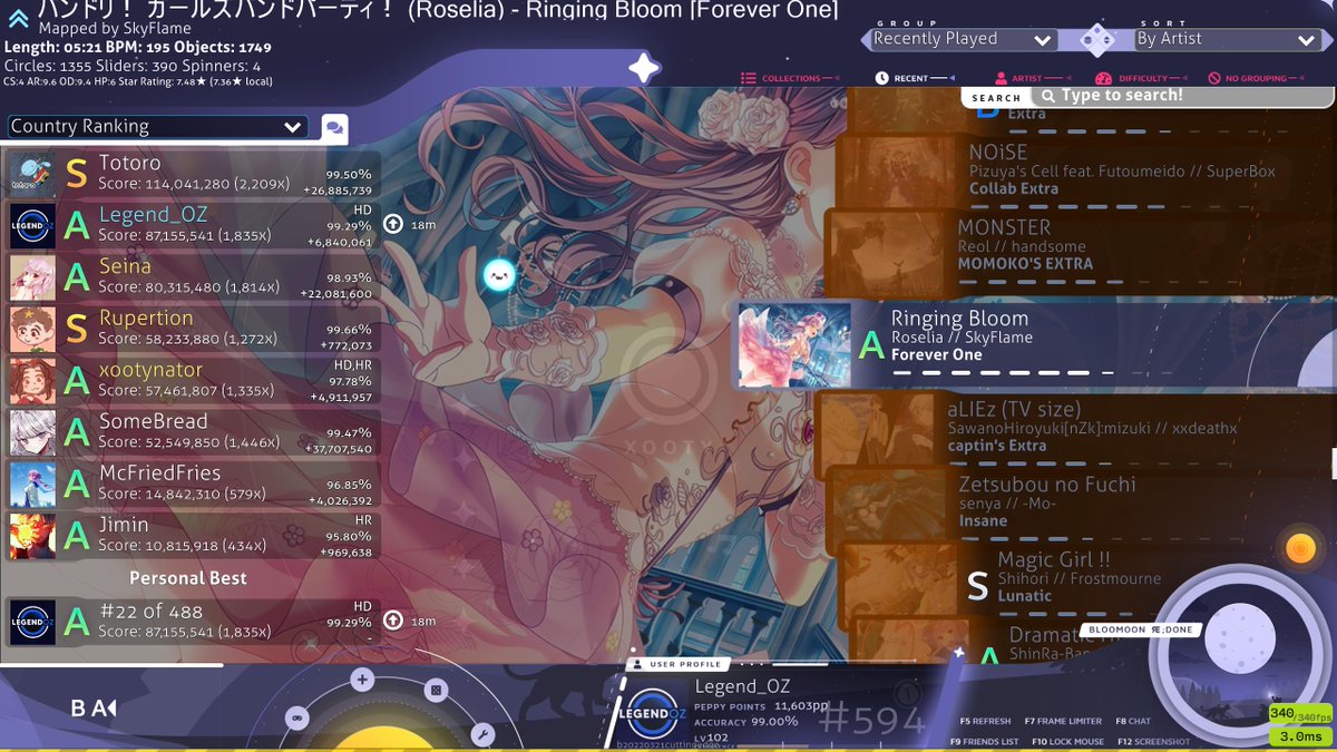 Legend__OZ's tweet photo. Top 600.
(626PP new songs comp)
(590PP, 700PP if I actually tapped that one note)
gonna continue grinding DT tho, that stuff is way more fun than this haha
#SFAim #stanfullarea https://t.co/RzcJipb5Ji