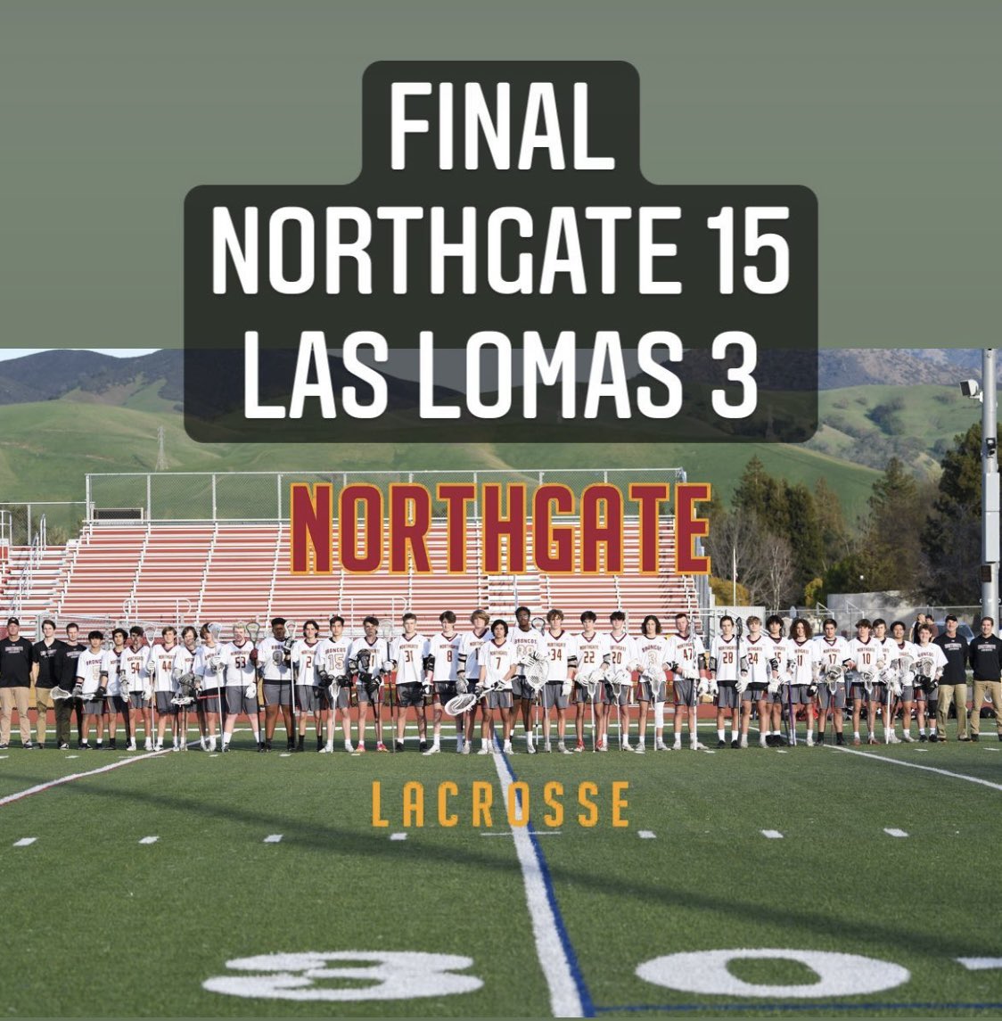 Battle of the Creek tonight goes 3-0 to <a href="/nhsbroncos/">Northgate Broncos</a> ! Congrats to Girls Lacrosse, Boys Lacrosse and Boys Volleyball for their outstanding wins tonight! #goBroncos <a href="/NorthgateHS/">Northgate High</a>