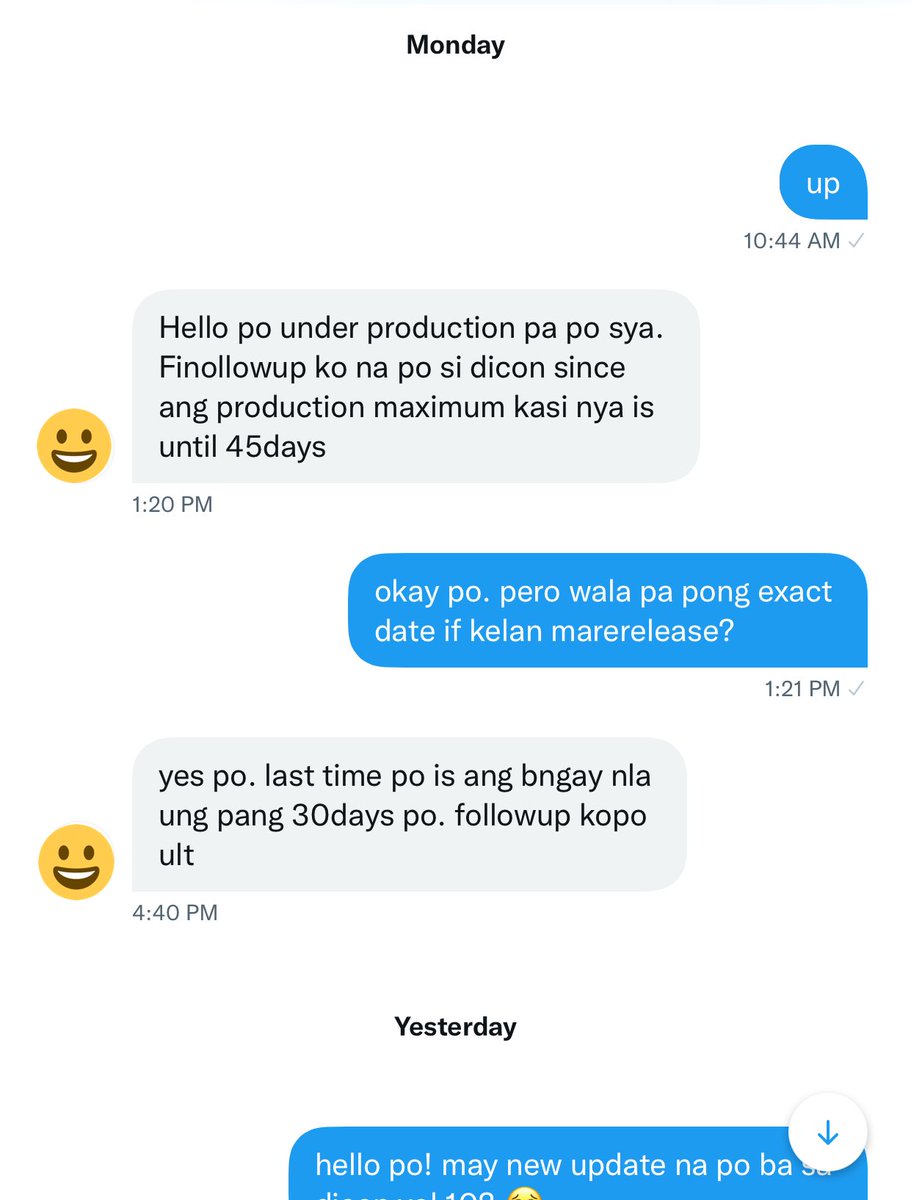 from613_'s tweet photo. #613Updates
DICON 101
β already in ph, waiting to be shipped to my add.
DICON VOL. 10 (here is my convo po with the supplier)
β still in production, late april- early may daw po ang estimated release po nila.
thank you for understanding and sorry for the delays po. https://t.co/dBBiSDN0Cw