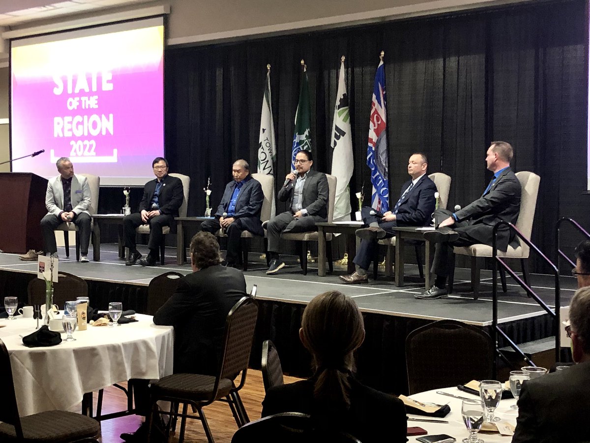 State of the Region 2022. We are just wrapping up with a Q and A session led by @DanDuckering with @RealBillyMorin, @ParklandCounty’s Allan Gamble, @wchoy74, @jeffacker, and chief Arthur Rain from Paul First Nation. Fantastic evening!