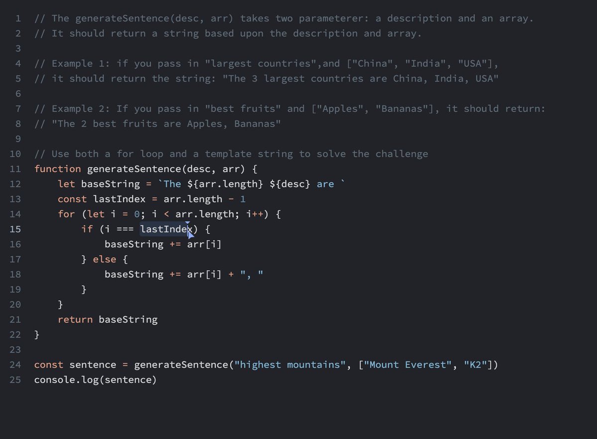 duenasdevelops's tweet photo. Day #41 finished up the last challenges that involved altering innerHtml and using template strings!! Course finished and I am feeling great about #javascript https://t.co/g5J2Yzg0f0