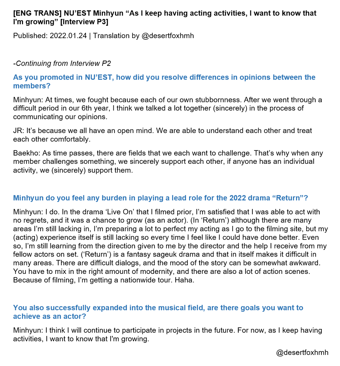 desertfoxhmh's tweet photo. [TRANS] NU’EST Minhyun “As I keep having acting activities, I want to see my growth” [Interview P3 / Final]

🔗 https://t.co/R2HnqzQA1g

@NUESTNEWS #NUEST #뉴이스트 #김종현 #곽아론 #강동호 #황민현 #최민기 #러브 #LOΛE https://t.co/Bvf3MZ0utb