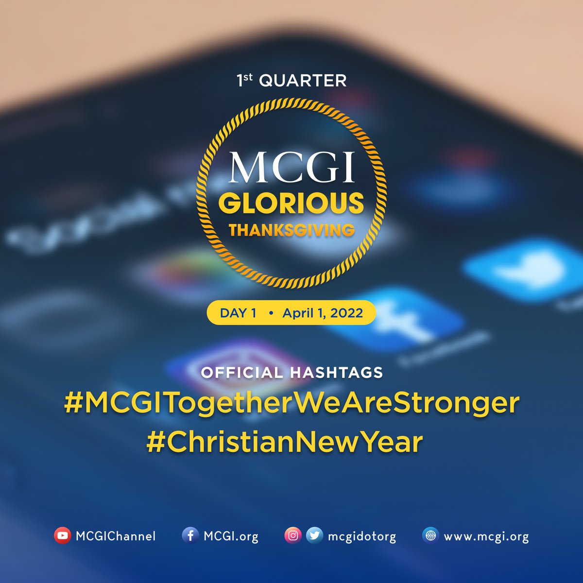 mcgidotorg's tweet photo. Our official hashtags for today are: #MCGITogetherWeAreStronger and #ChristianNewYear.

Share your greetings, excitement and gratitude on social media with our hashtags. https://t.co/ztRgoIeYYd