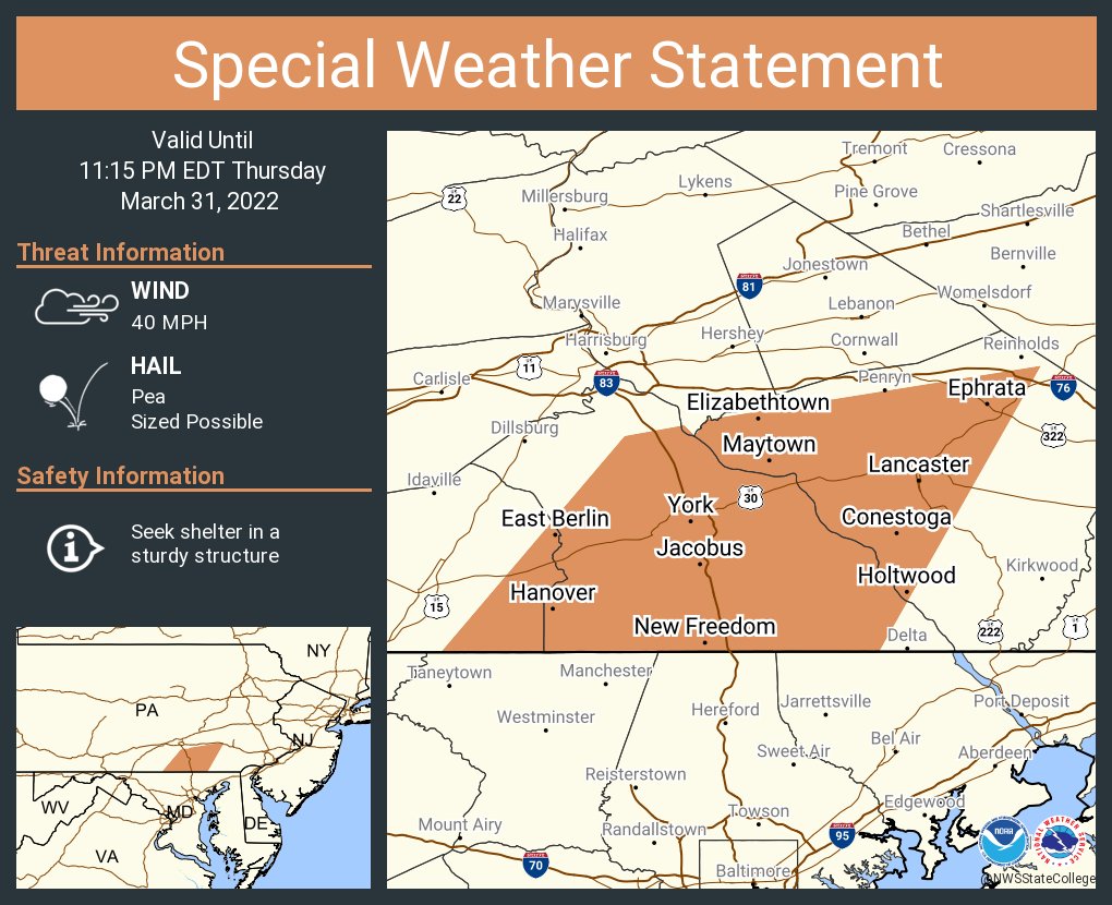 NWS State College on Twitter "A special weather statement has been