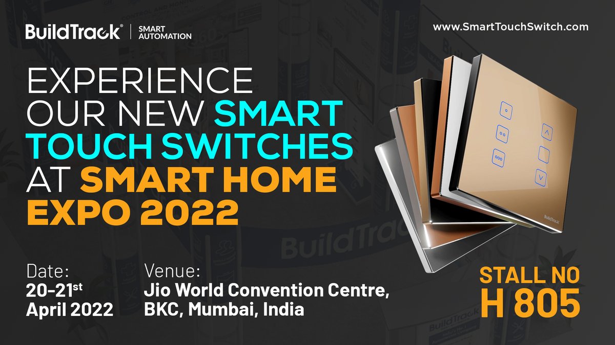 buildtrack's tweet photo. Experience our latest Smart Touch Switches at Smart Home Expo 2022 . Come and Visit our Booth : H 805
Register as a visitor here :
https://t.co/uejKWRfhTE
#smarthomeexpo2022 #buildtrack #touchswitches #homeautomation #hotelautomation #smarthome #architects #interiordesigners https://t.co/W4tO49OVXP