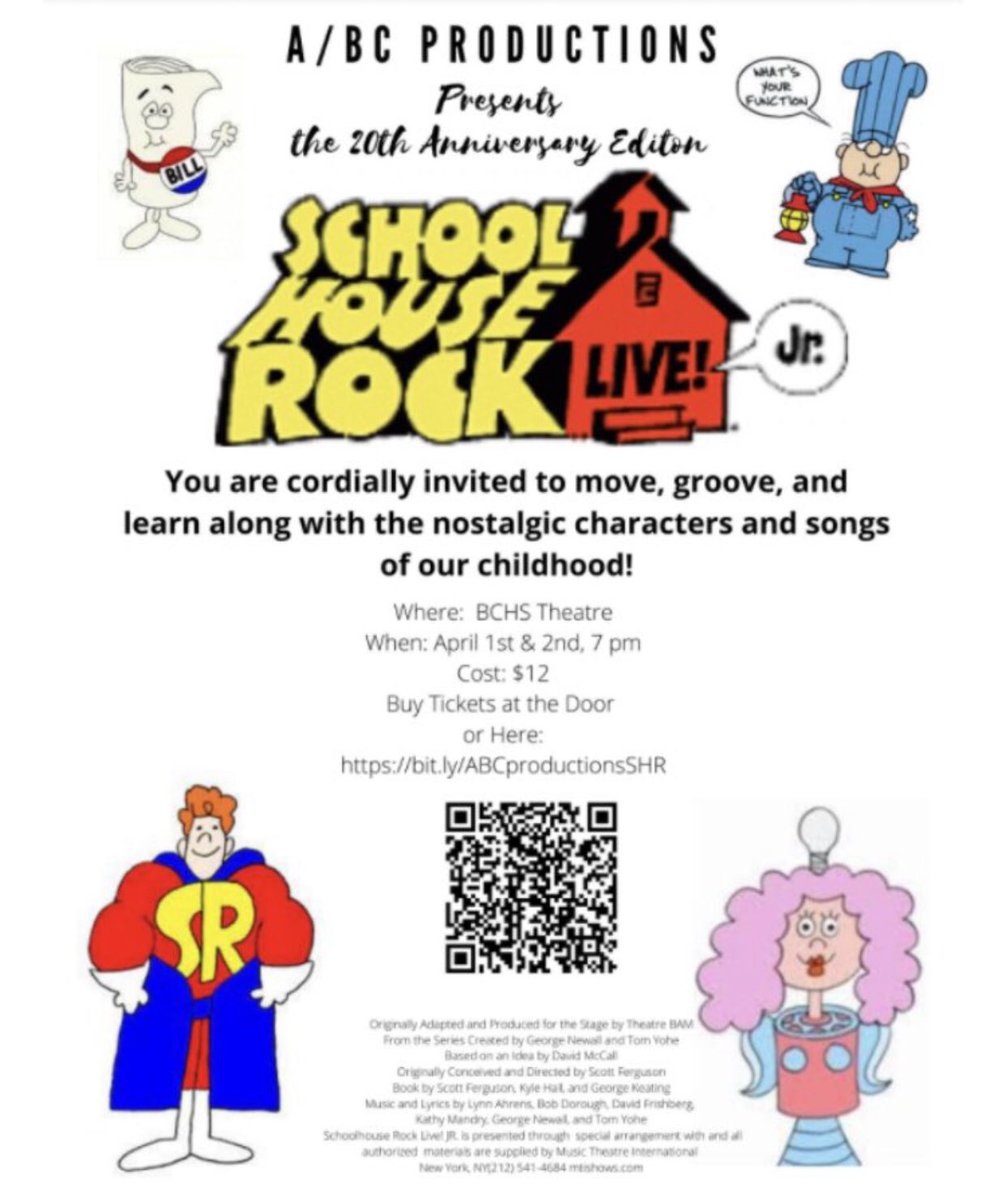 Join us in celebrating the 20th anniversary of the Buhach Colony theatre with our revival of the 1st show produced on its stage: School House Rock, Live! Jr.😍