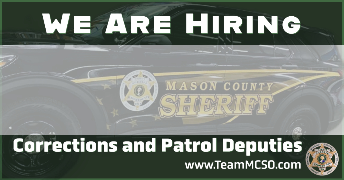 MasonCoSheriff's tweet photo. The Mason County Sheriff's Office is currently seeking applicants for both Corrections and Patrol Deputies. If you, or someone you know wants to earn a “gold star”⭐, and work in a supportive community, visit https://t.co/BDrFyN2XwF for more information. #TeamMCSO #MasonCountyWa https://t.co/9Hhye7hURx