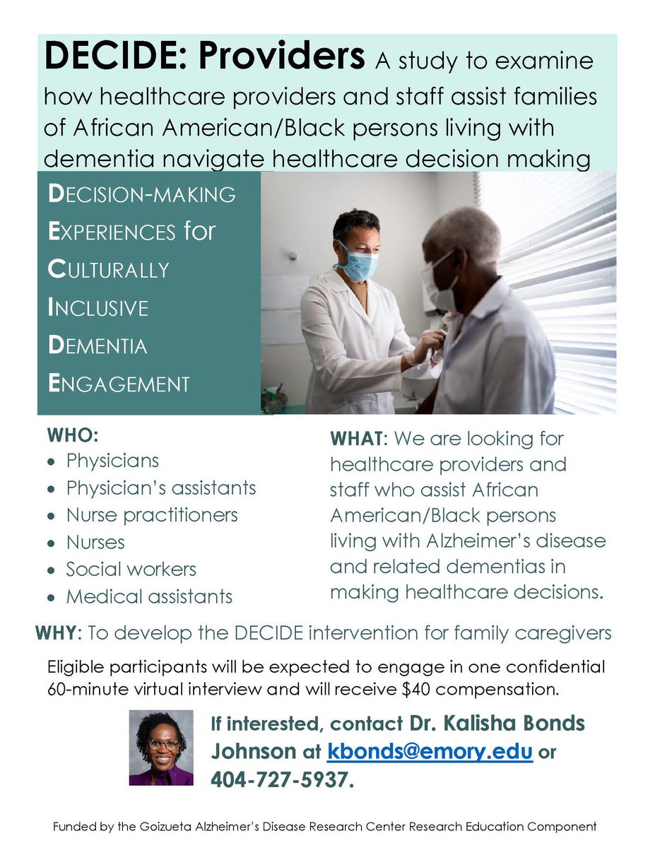 Primary care provider or staff? Work with African American older adults with MCI or dementia? Interested in sharing your perspective? Reach out to our team!
