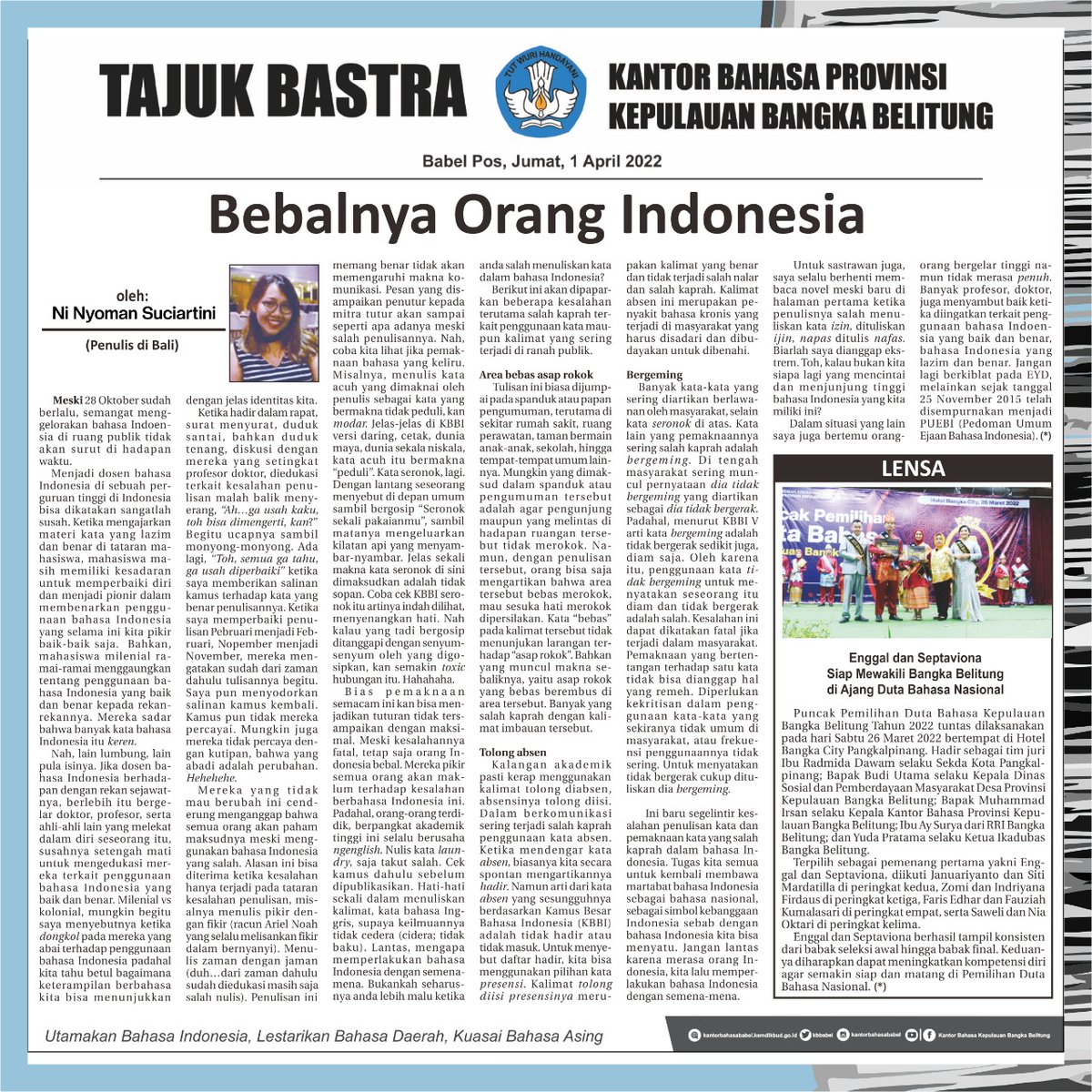 Kantor Bahasa Provinsi Kepulauan Bangka Belitung tweet media