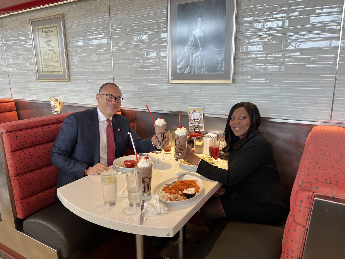 Enjoyed taking <a href="/RutgersU/">Rutgers University</a> President Jonathan Holloway &amp; <a href="/RutgersNB/">Rutgers University–New Brunswick</a> Chancellor-Provost <a href="/FConway11/">Francine Conway, PhD</a> to <a href="/HenrysDiner_RU/">Henry's Diner</a> today after a two year closure because of the pandemic. Thank you <a href="/RutgersDining/">Rutgers Dining Services</a> for the tremendous hospitality &amp; great food!