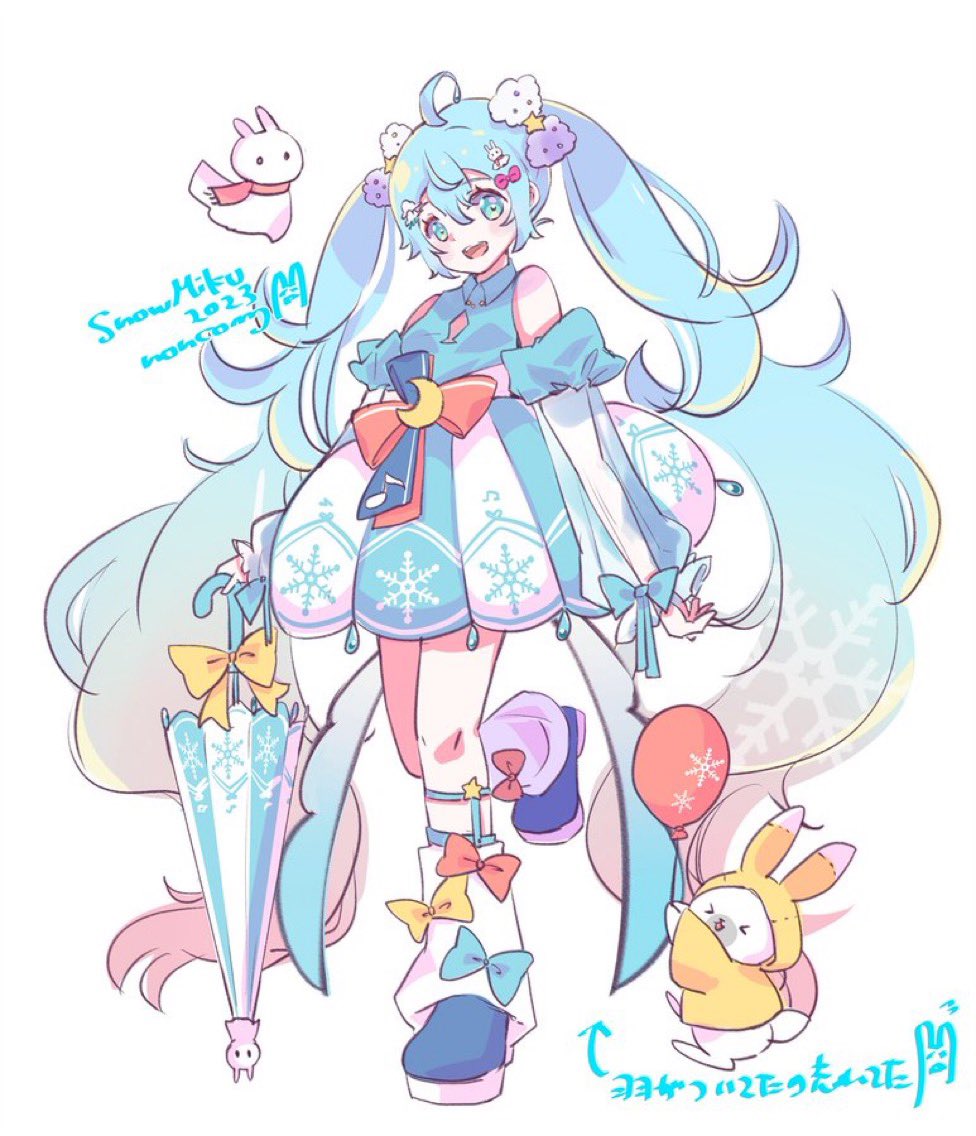 初音ミク ,ラビット・ユキネ ,雪ミク 「雪ミク2023残念ながら選考漏れだったけど清書して超ボーマスの本に掲載します!
」|noncom🐹4/29超ボーマス→5/5コミティアのイラスト