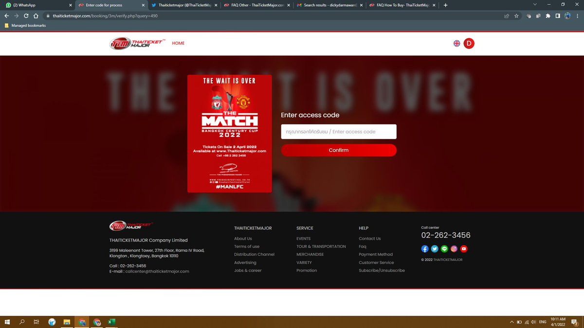 dickyd4's tweet photo. @ThaiTicketMajor What is the access code to buy the MU Liverpool match on 12 July? https://t.co/KfKJSULxe9
