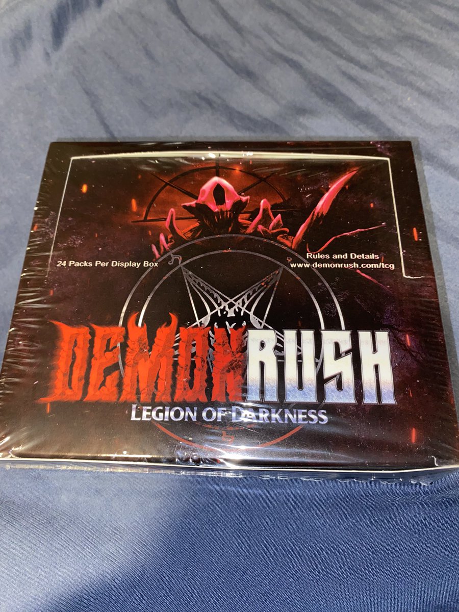 KrimZenMC's tweet photo. Just received my #demonrush booster box. Debating on whether I should open it or keep it sealed for later. @MastarMedia @DemonRushTM https://t.co/dJp60JKdRE
