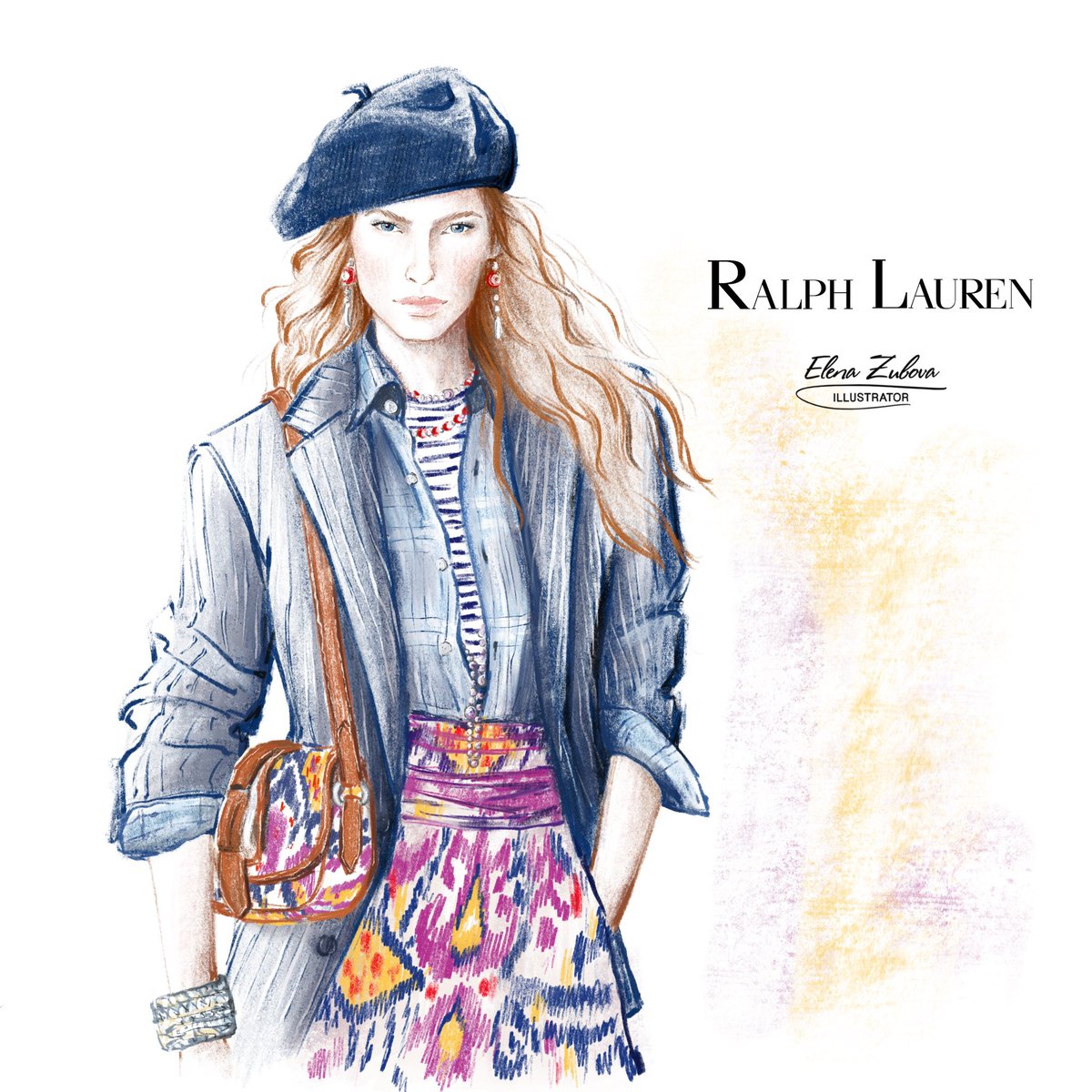 elen_ilustrator's tweet photo. Recall childhood
And draw with colored pencils…
On the tablet. 
This time the inspiration for the drawing was an image from the collection #RLCollectionSS22 https://t.co/qWBekSTqU4