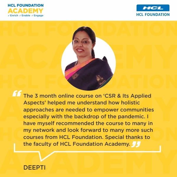 HCL_Foundation's tweet photo. Deepti, enrolled in #HCLFoundationAcademy’s three months online course that accelerated her professional life. Within 6 months of completion of the course, Deepti, co-founded two companies.
#OnlineCourse #CSR #HCLFoundation #DevelopmentProfessional https://t.co/Rkm4lA6fFP