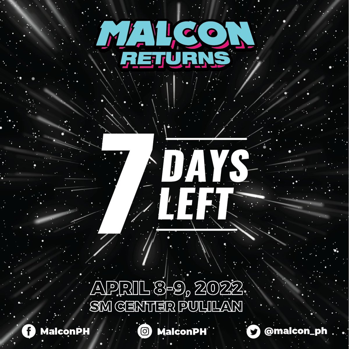 malcon_ph's tweet photo. Sabi ng mama mo na tita ko na ngayon,
PITONG ARAW NA LANG,
MALCON RETURNS NA!

#MALCON2022 #MALCONRETURNS #MALCONCOSPLAY

Read more: https://t.co/Wm2dTqDoFu

Facebook: https://t.co/NRiQK1VVoR
Twitter: https://t.co/SenVoDnzjP
Instagram: https://t.co/HWPzjxfkzl https://t.co/YrE4yhg6cE