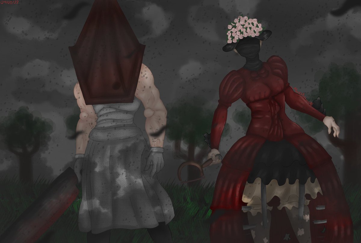 _Maisha_06's tweet photo. Pyramid head &amp; The Nurse ~

Ngl this took awhile and gotta love how it turned out UwU

#deadbydaylight #dbd #pyramidHead #thenurse #fanart https://t.co/Erapx1jkwu