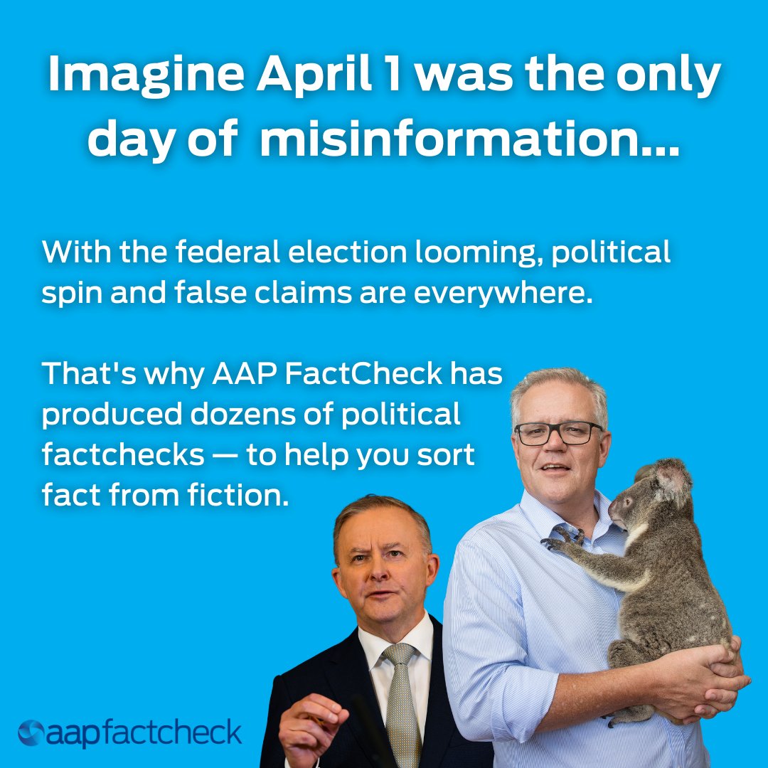 In the lead-up to the federal election, we've been aiming to reduce misinformation by calling out claims that don't stack up.

With #InternationalFactCheckingDay being celebrated tomorrow, here’s a thread of what we’ve been working on. 🧵

#AusPol #FactCheckingIsEssential