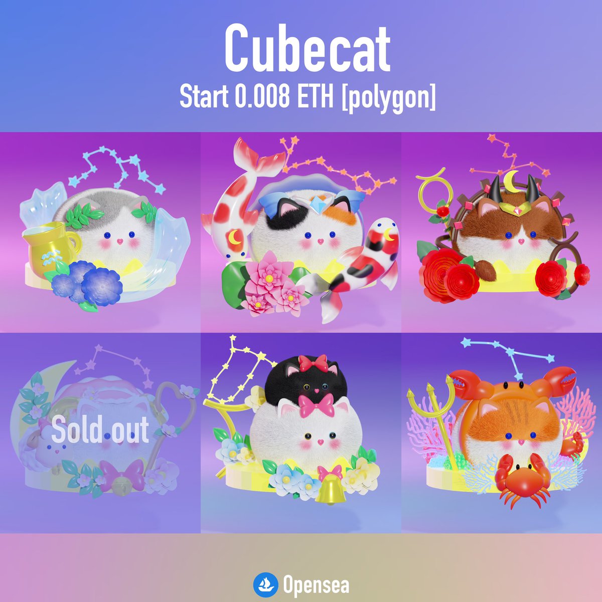 Geegii_NFT's tweet photo. ⭐️NEW DROP⭐️

Cubecat zodiac star set🔮💫
♒️♓️♈️♉️♊️♋️ 30/100💗💗✨
Start 0.008 ETH [polygon]

✨: https://t.co/VflL0FXUEI
.
#NFTs #NFTCommunity #NFTJapan #NFTTHAILAND #opensea #PolygonNFTs #NFTcute #nftcollector #Etherum #NFTdrops #NFTJPN #NFT宣伝枠 #NFTdrops #cat https://t.co/wQ5nW4R31y