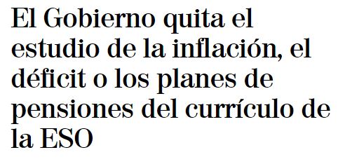 La #Economía también enseña a pensar!

Lo siento mucho x mis futuros alumnos #ESO! 

Con #LOMLOE no les podré explicar #inflación y enseñar q debido subida de precios los ingresos #hacienda aumentaron un 15% y q consumidores pierden capacidad de compra

<a href="/Ceapes2/">Ceapes</a> <a href="/cultrun/">John Müller</a> <a href="/_perpe_/">Perpe</a>