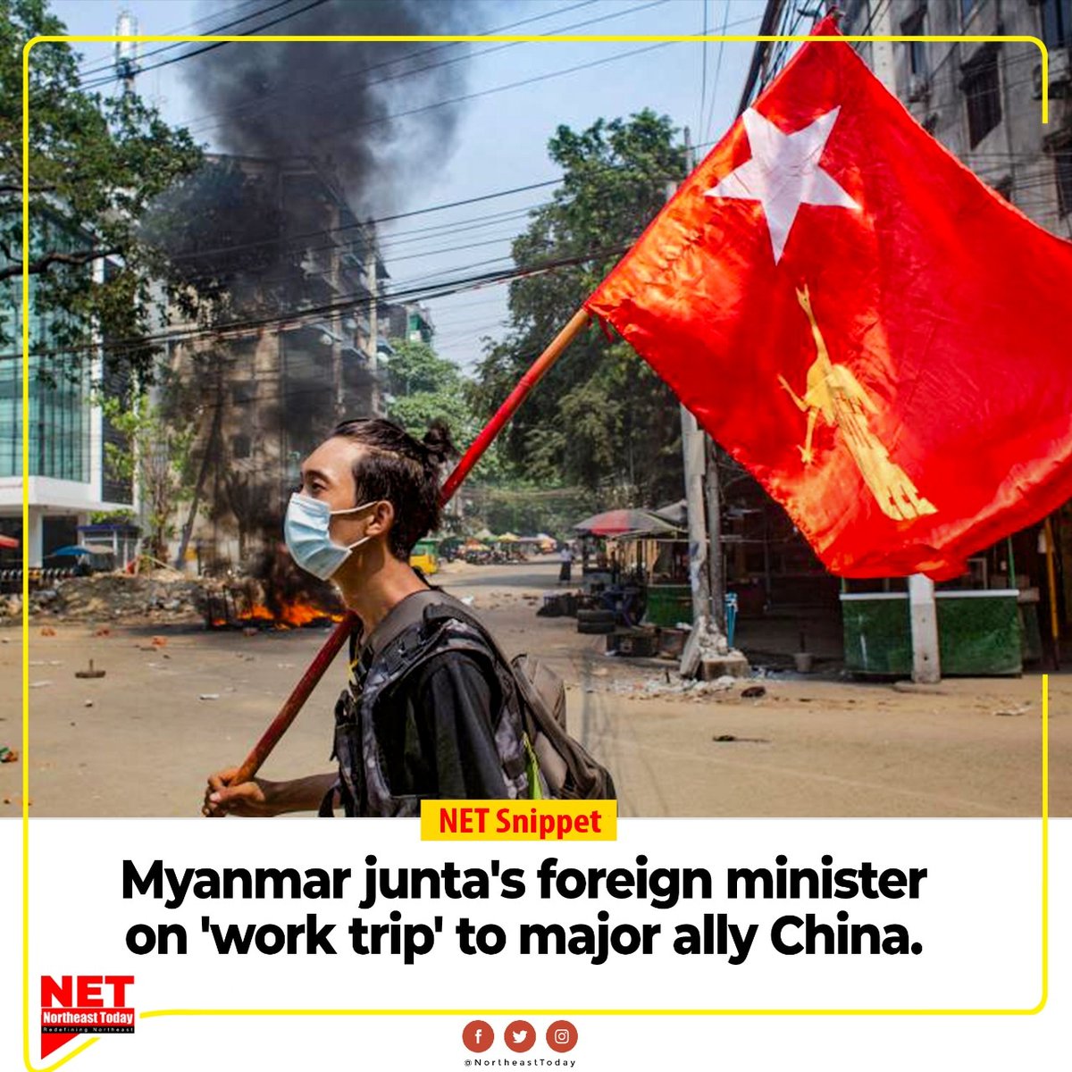 NortheastToday's tweet image. #SouthEastAsiaNews | Myanmar's junta-appointed foreign minister has travelled to China at the invitation of Beijing's foreign minister, the military said on Thursday (March 31) a rare trip abroad for the isolated military government.

#junta #MilitaryCoupInMyanmar #china #Myanmar