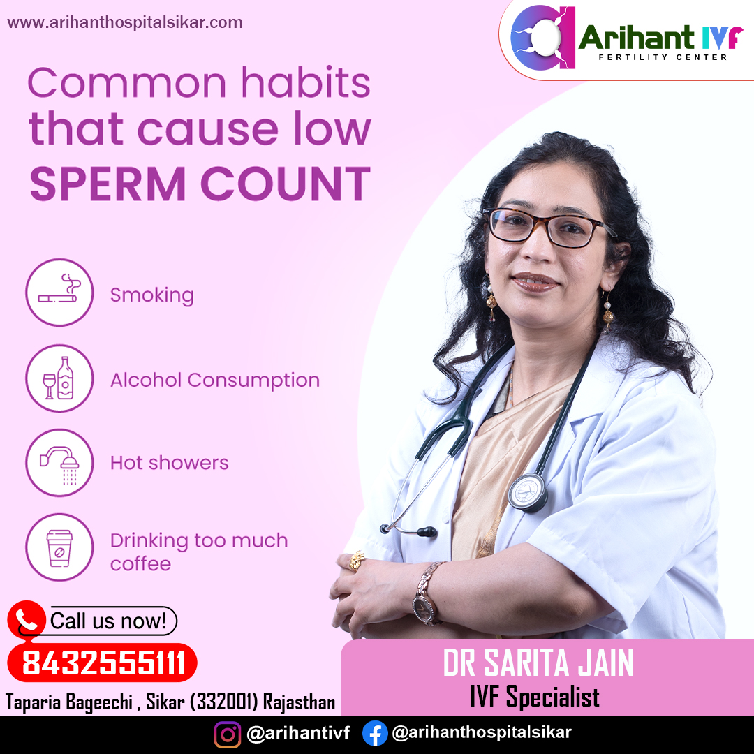 ArihantIVF's tweet photo. Common habits that cause low sperm count
#arihantivf #lowsperm #arihanthospital #saritajain https://t.co/OCgAU5GqfJ