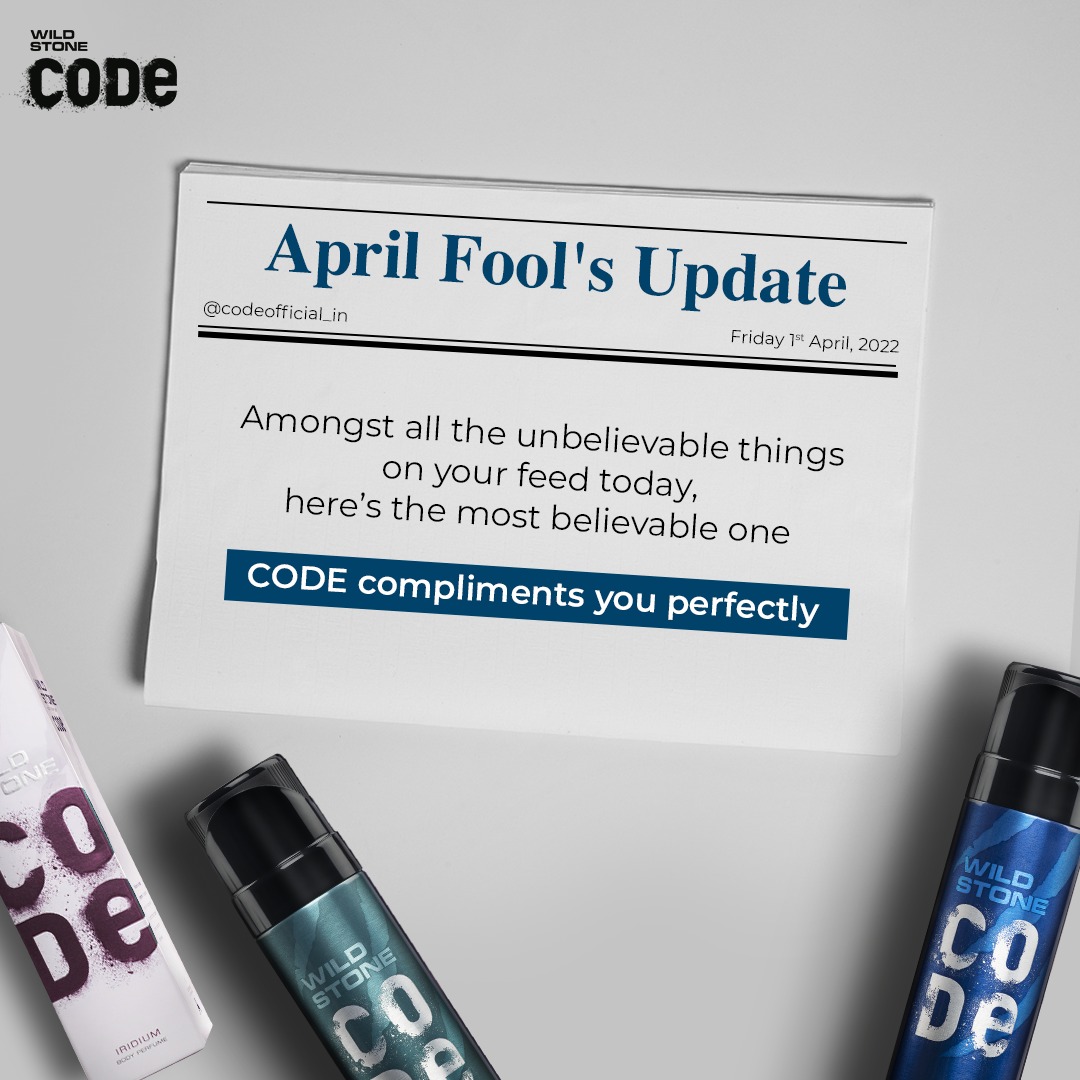 codeofficial_in's tweet photo. April Fool's is momentary. FY'22 is permanent. CODE- The perfect compliment for those who care for success.

#Code #CodeDeo #CodeBodyPerfumes #NoGas #BodySpray #LongLasting #MenOfCode #PerfumesForMen #Style #Fashion #Scent #Grooming #Selflove #selfcare #mehfil #AprilFoolsDay https://t.co/qbqCITQwkN